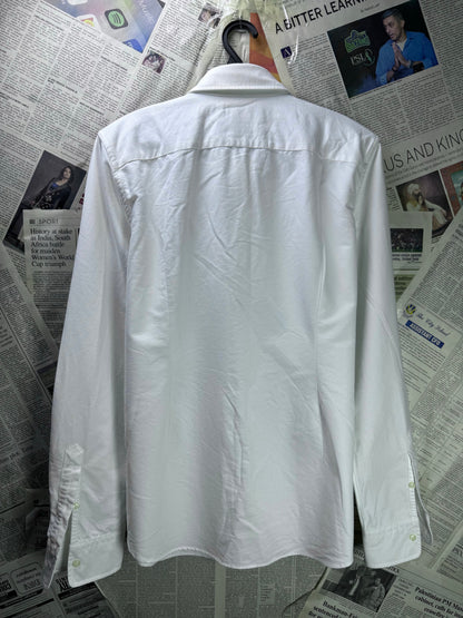 Ralph Lauren® Medium | Chest 21.5" | White with Bear Embroidery | Oxford Shirt | Cotton | 4138