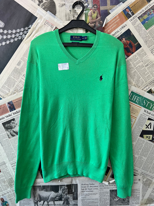 Ralph Lauren® Medium | Chest 21.5 | Kelly Green | Sweater | Cotton | 731