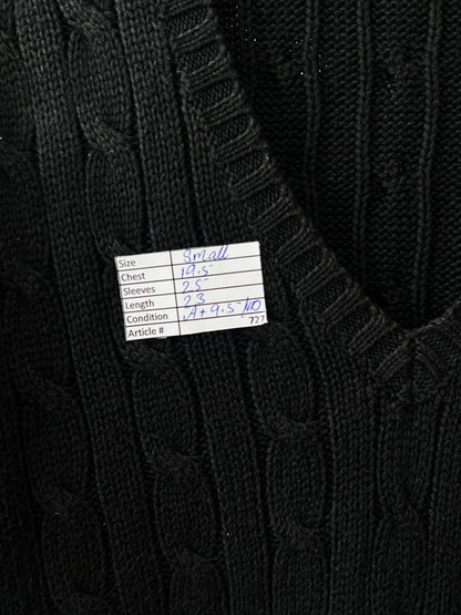 Women-Ralph Lauren® Small | Bust 19.5" | Black | Cable-Knit Sweater | Cotton | 727