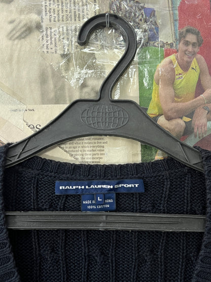 Women-Ralph Lauren® Small | Bust 19.5" | Black | Cable-Knit Sweater | Cotton | 727