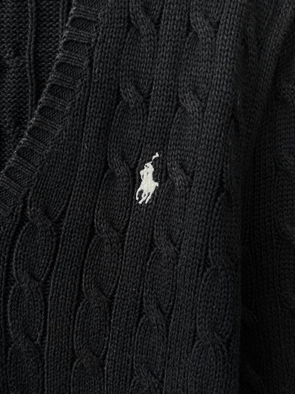 Women-Ralph Lauren® Small | Bust 19.5" | Black | Cable-Knit Sweater | Cotton | 727