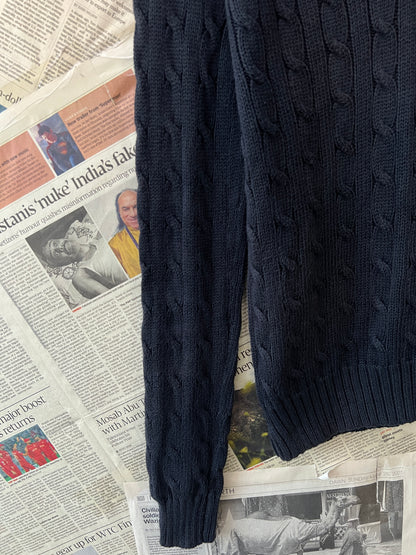 Women-Ralph Lauren® Small | Bust 19.5" | Black | Cable-Knit Sweater | Cotton | 727