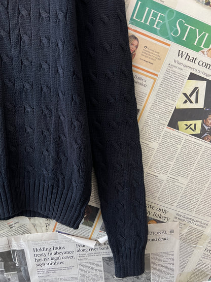 Women-Ralph Lauren® Small | Bust 19.5" | Black | Cable-Knit Sweater | Cotton | 727