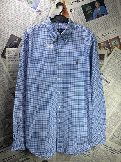 Ralph Lauren® XL | Chest 25.5" | Blue Check | Oxford Shirt | Cotton | 4135