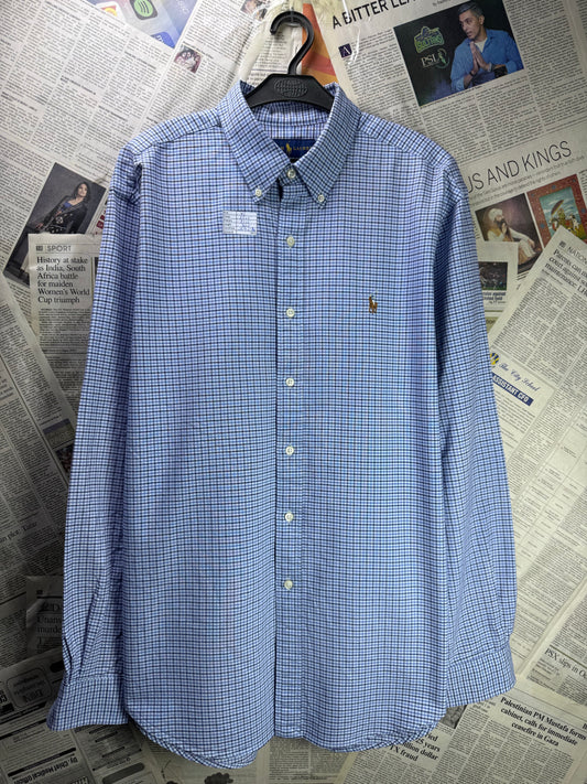 Ralph Lauren® XL | Chest 25.5" | Blue Check | Oxford Shirt | Cotton | 4135