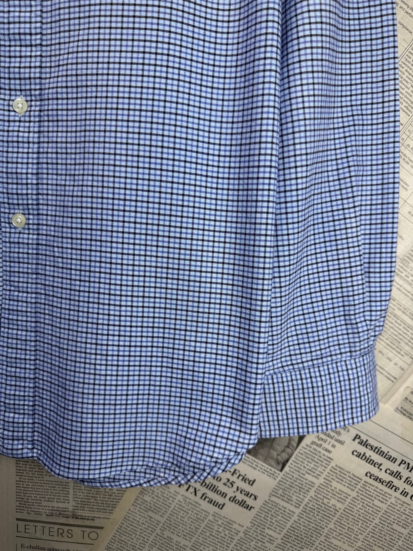 Ralph Lauren® XL | Chest 25.5" | Blue Check | Oxford Shirt | Cotton | 4135