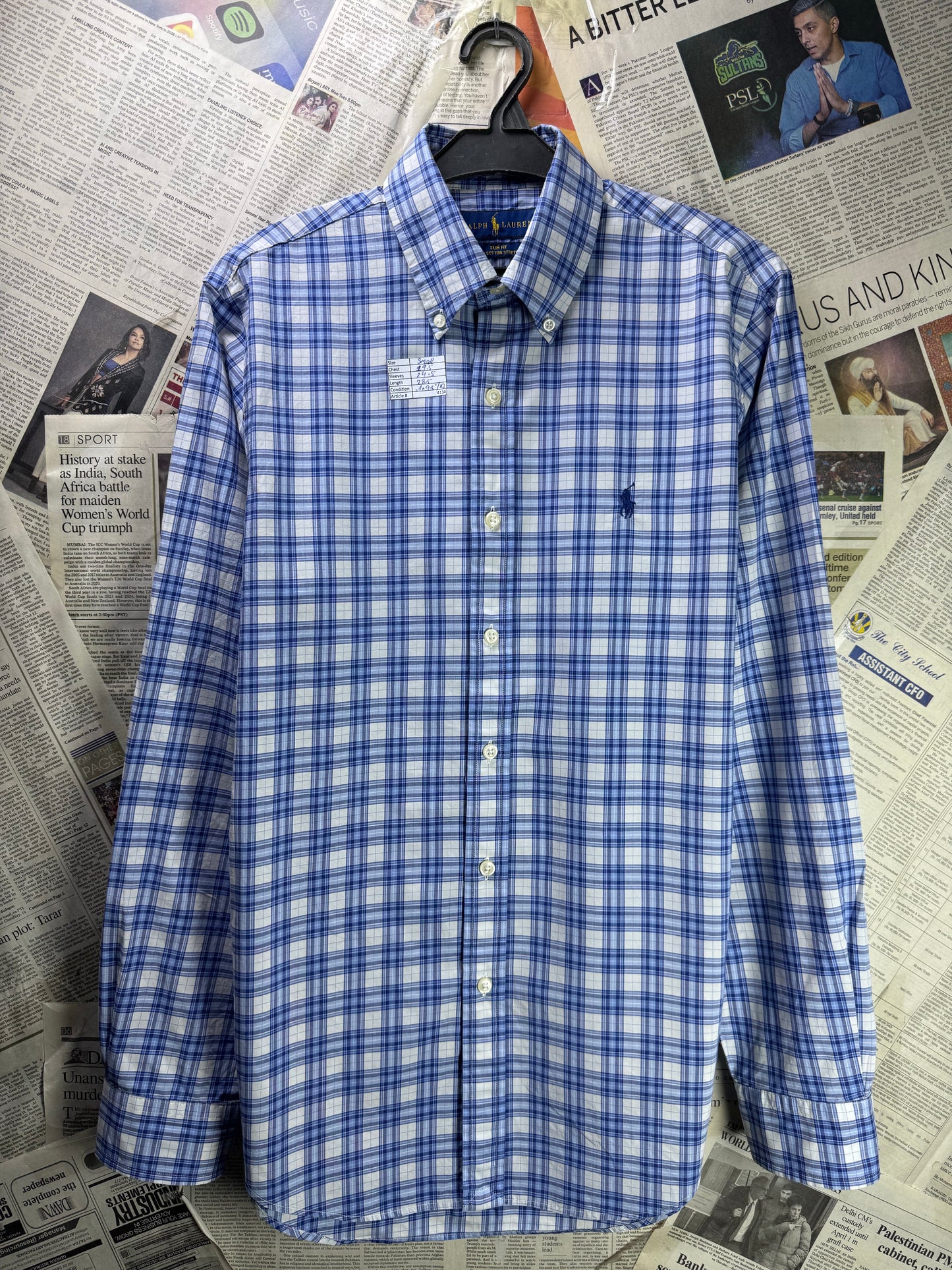 Ralph Lauren® Small | Chest 19.5" | Blue Check | Shirt | Cotton | 4134