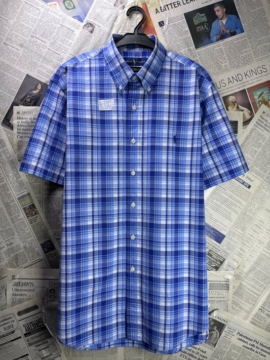 Ralph Lauren® L/XL | Chest 24.5 | Blue Check | Shirt | Cotton | 4141