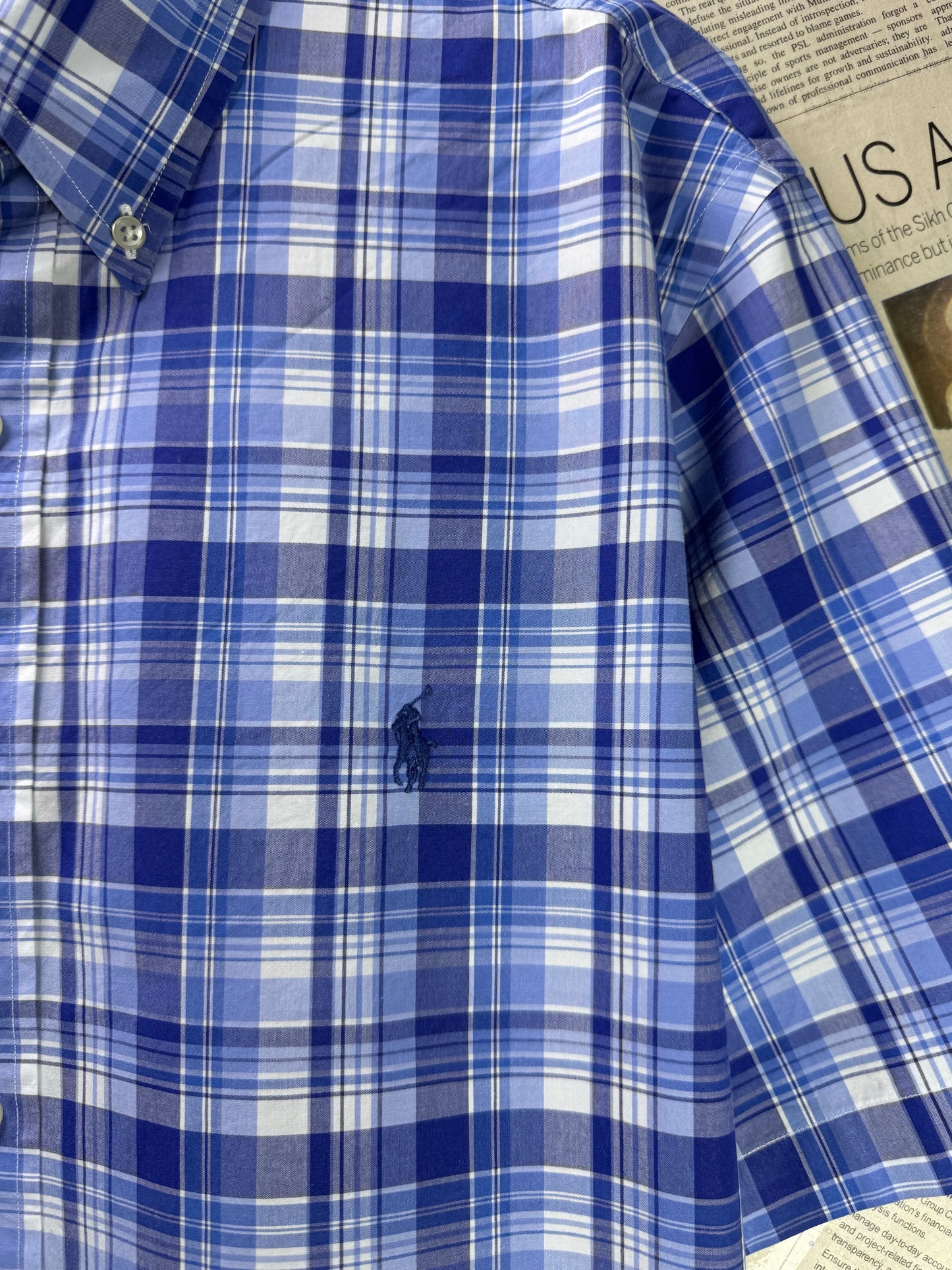 Ralph Lauren® L/XL | Chest 24.5 | Blue Check | Shirt | Cotton | 4141