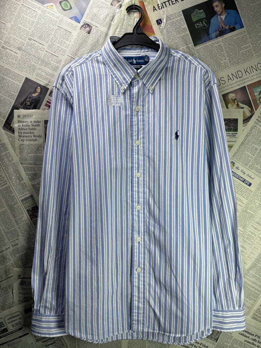 Ralph Lauren® Large | Chest 24 | White Stripe | Shirt | Cotton | 4142