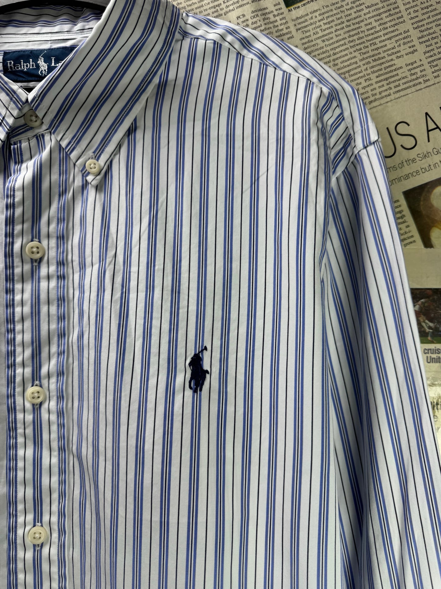 Ralph Lauren® Large | Chest 24 | White Stripe | Shirt | Cotton | 4142
