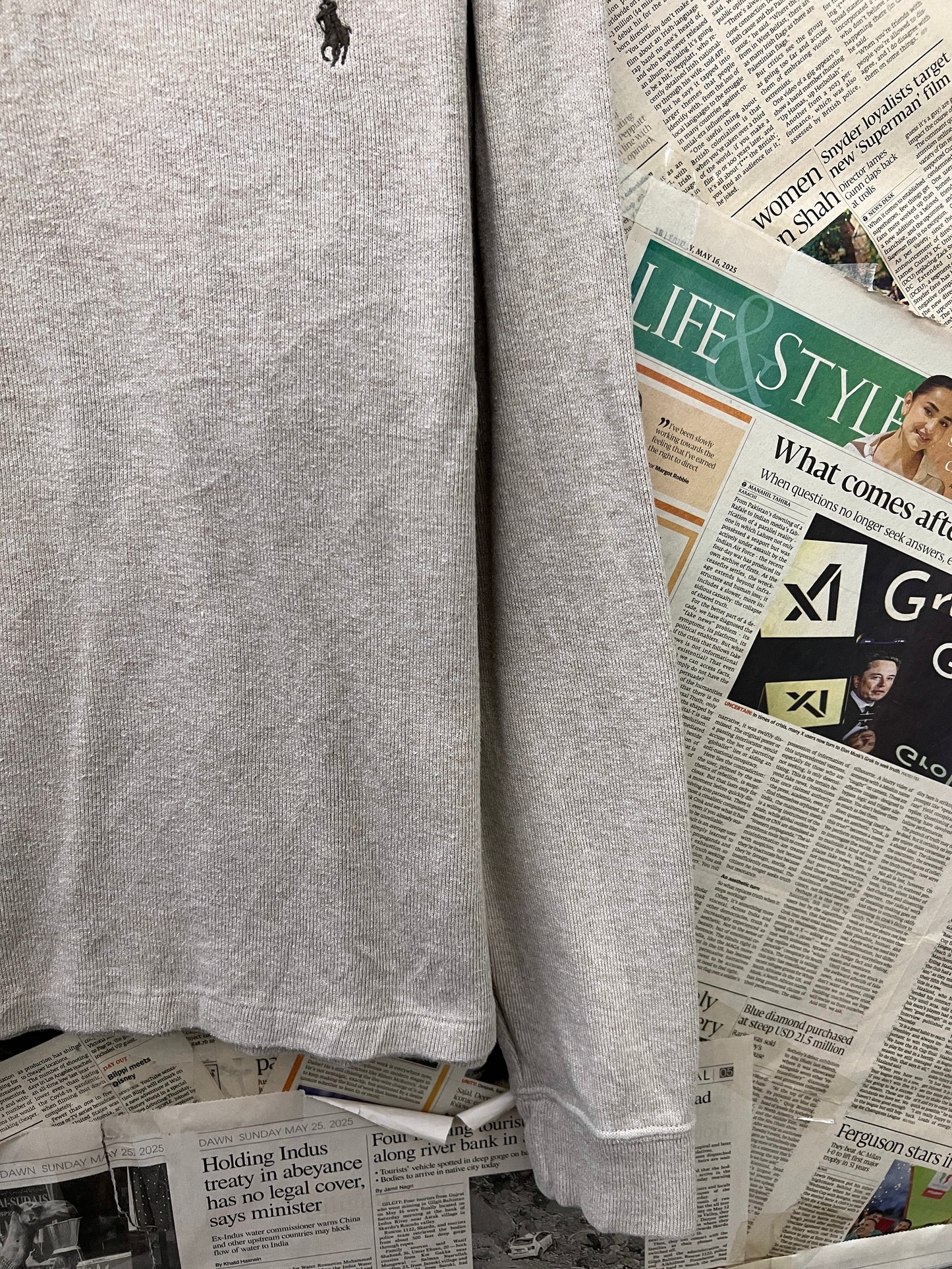 Ralph Lauren® Large | Chest 23.5 | Light Brown | Quarter Zip Sweater | Cotton | 723