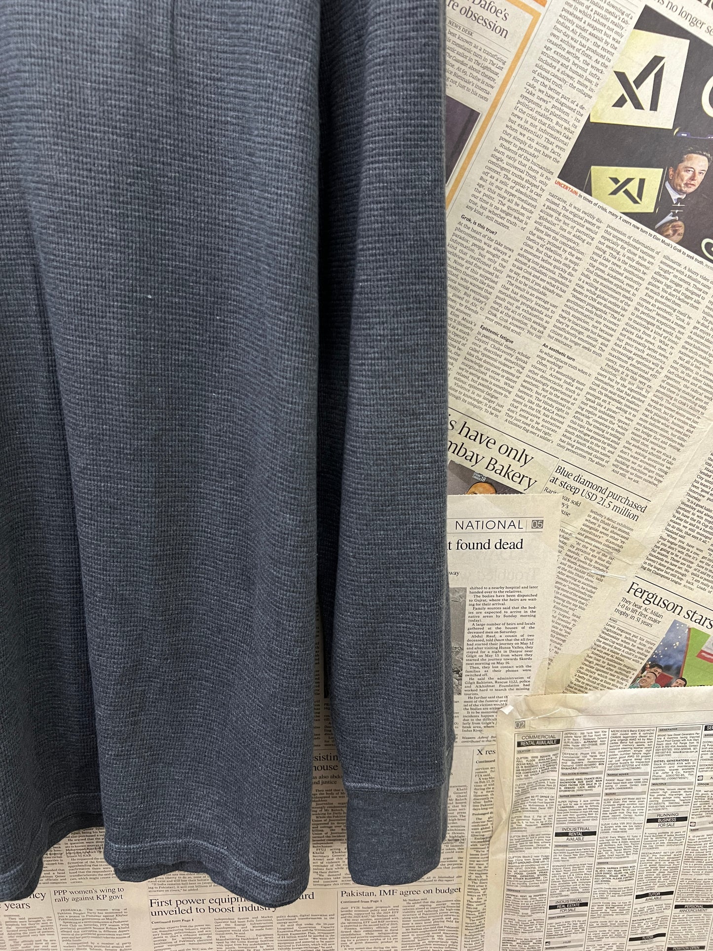 Ralph Lauren® XXXL | Chest 28 | Charcoal | Waffle Knit Thermal Top | Cotton-Poly | 722