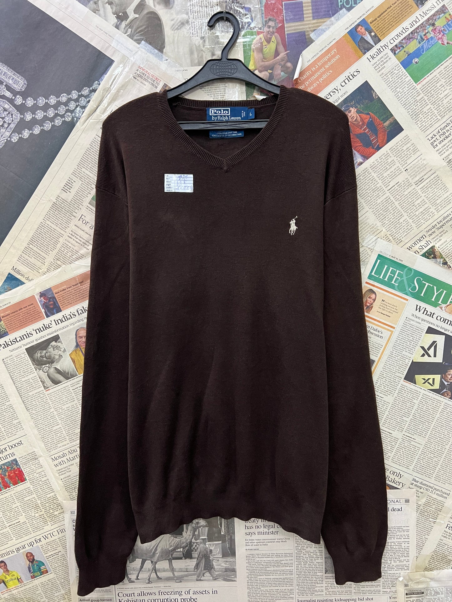 Ralph Lauren® Large | Chest 23.5 | Chocolate Brown | Sweater | Cotton | 734