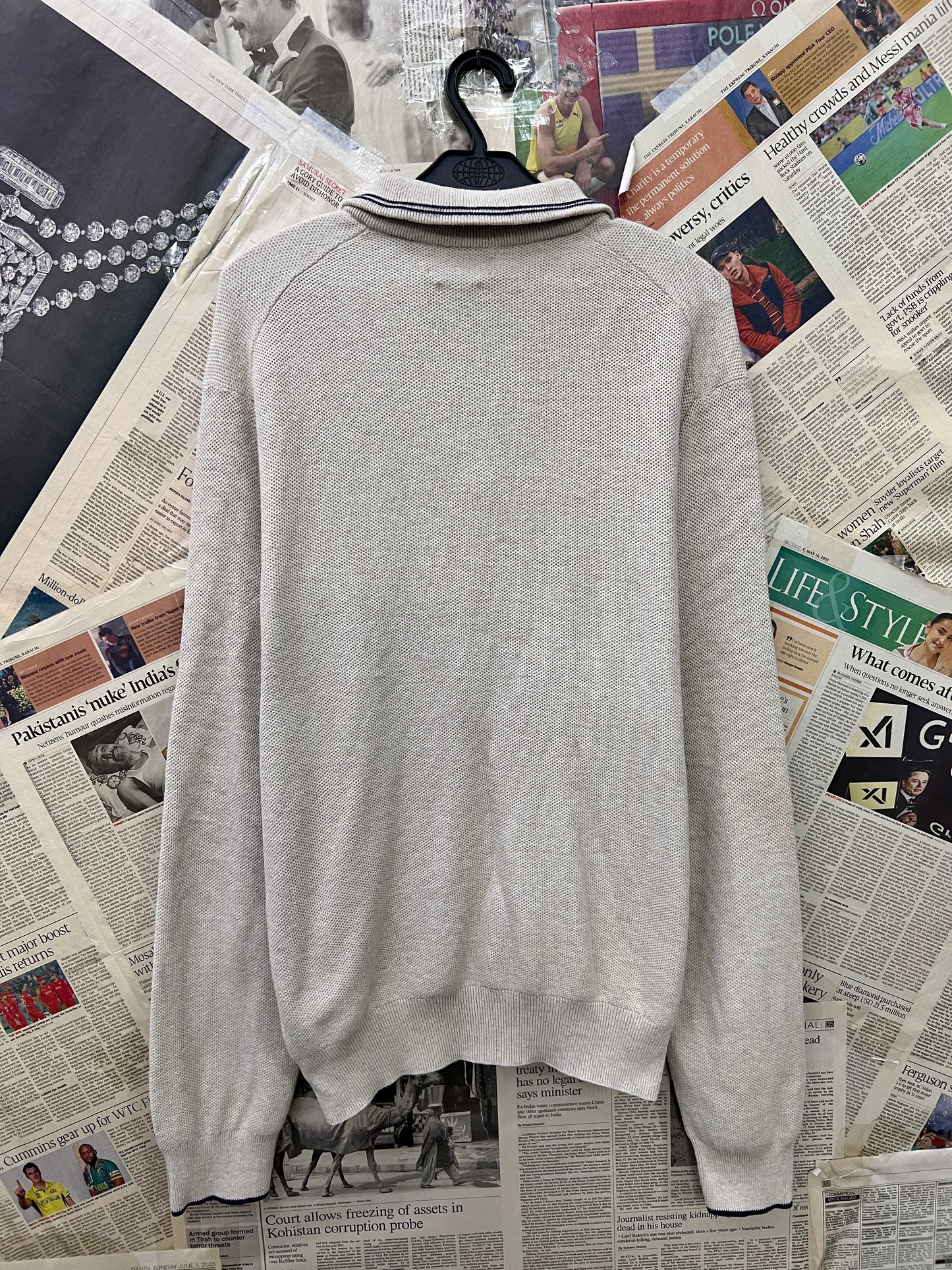 Ralph Lauren® Large | Chest 23 | Beige | Quarter Zip Sweater | Cotton | 721