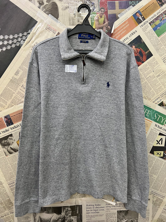 Ralph Lauren® Large | Chest 23 | Grey | Quarter Zip Sweater | Cotton | 720