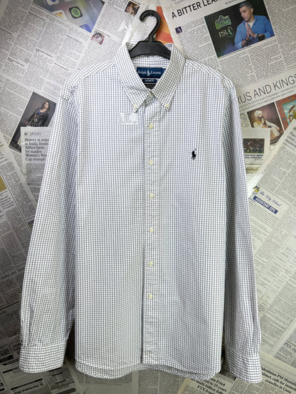 Ralph Lauren® Large | Chest 24 | White Box Check | Shirt | Cotton | 2277
