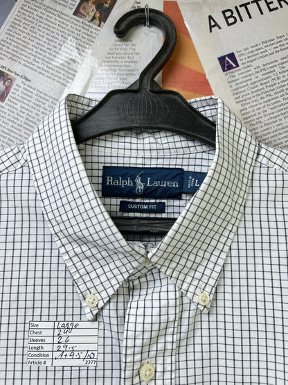 Ralph Lauren® Large | Chest 24 | White Box Check | Shirt | Cotton | 2277