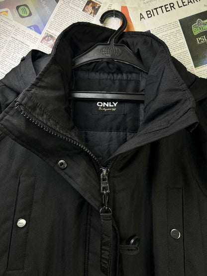 Women-ONLY® Medium | Bust 22" | Black | Long Jacket with removable fur | Polyester | 2133