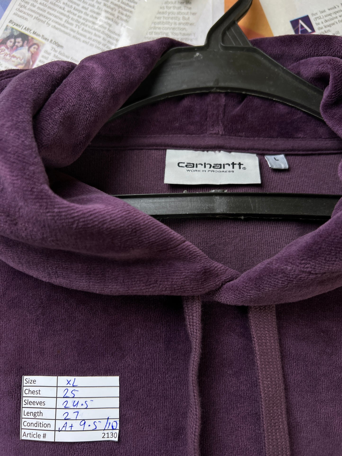 Carh*rtt® XL | Chest 25 | Deep Purple | WIP United Script Hoodie | Cotton-Poly | 2130