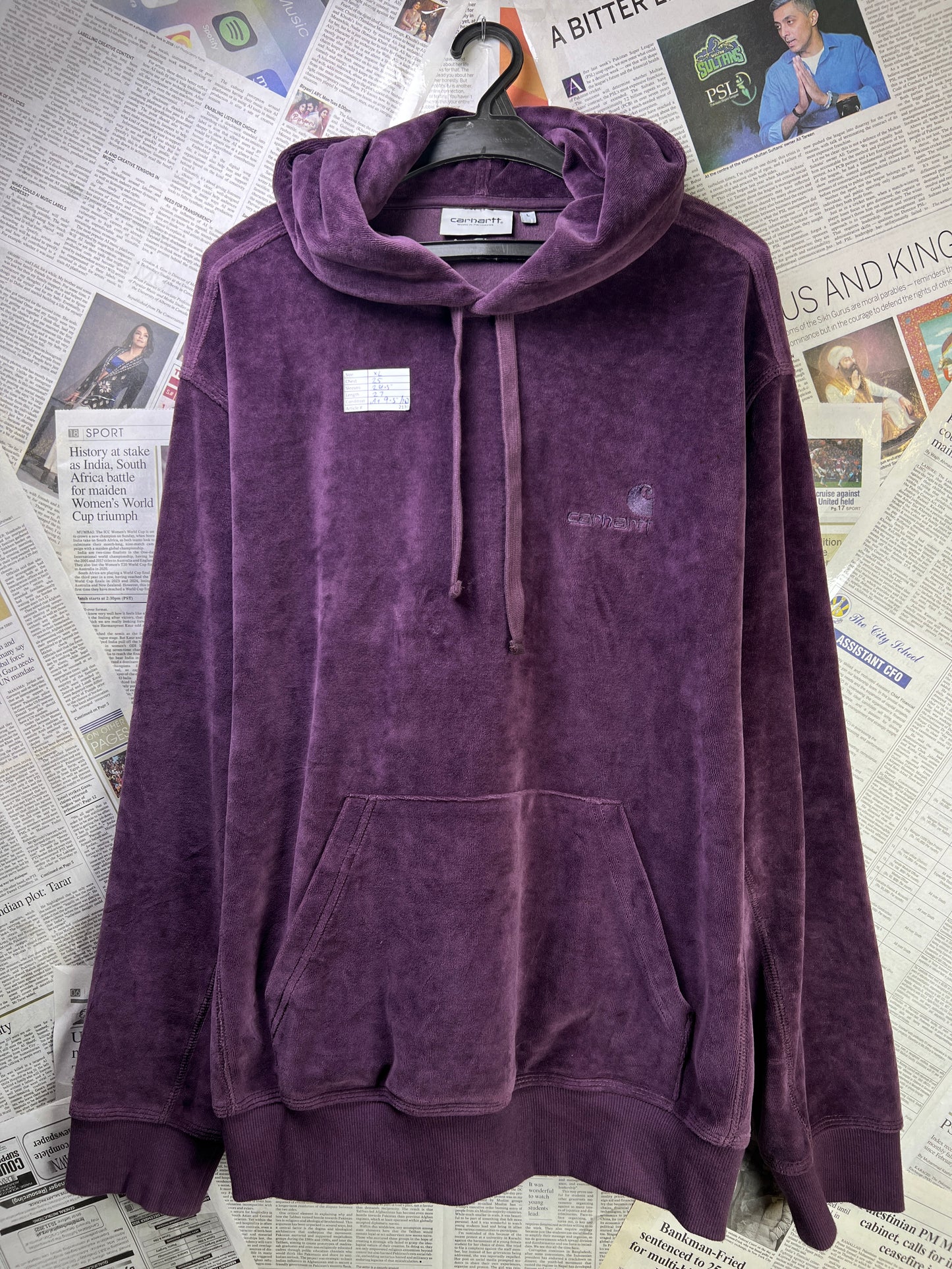 Carh*rtt® XL | Chest 25 | Deep Purple | WIP United Script Hoodie | Cotton-Poly | 2130