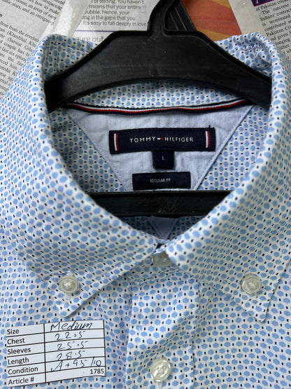 T*mmy Hilfiger® Medium | Chest 22.5 | Blue Geometric Pattern | Shirt  | Cotton | 1785