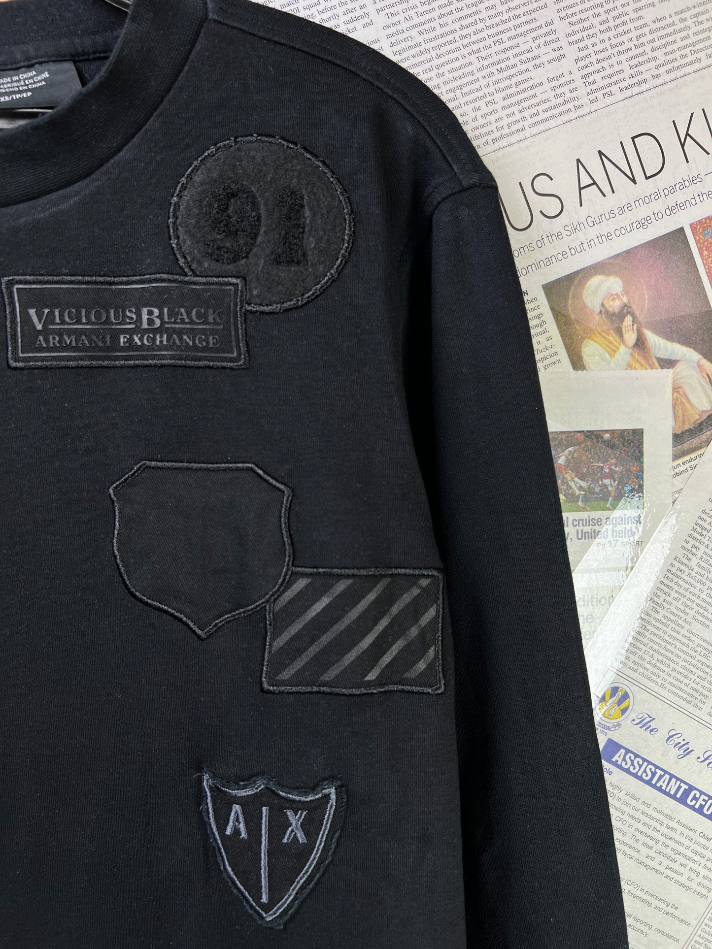 Armani® Small | Chest 19 | Black | Sweat Shirt | Cotton-Elastane | 1797