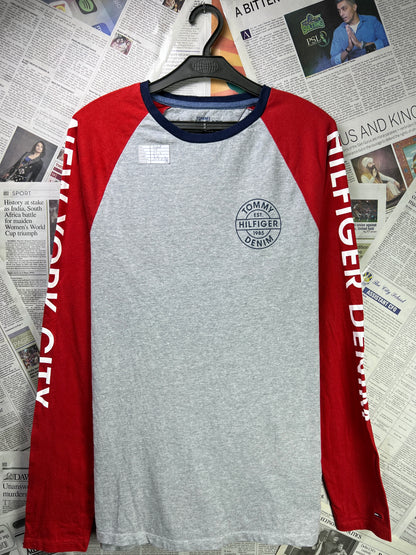 T*mmy Hilfiger® Small | Chest 19 | Grey & Red | Full-Sleeves Shirt | Cotton| 1784