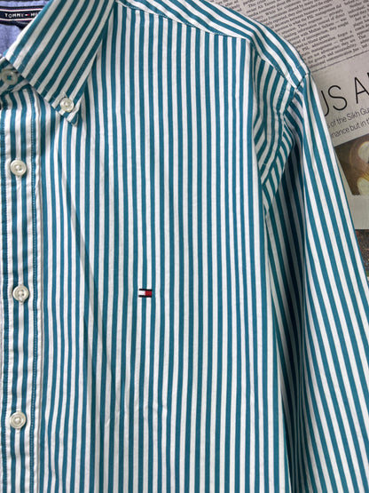 T*mmy Hilfiger® Small | Chest 21 | Teal Striped | Shirt | Cotton | 1789