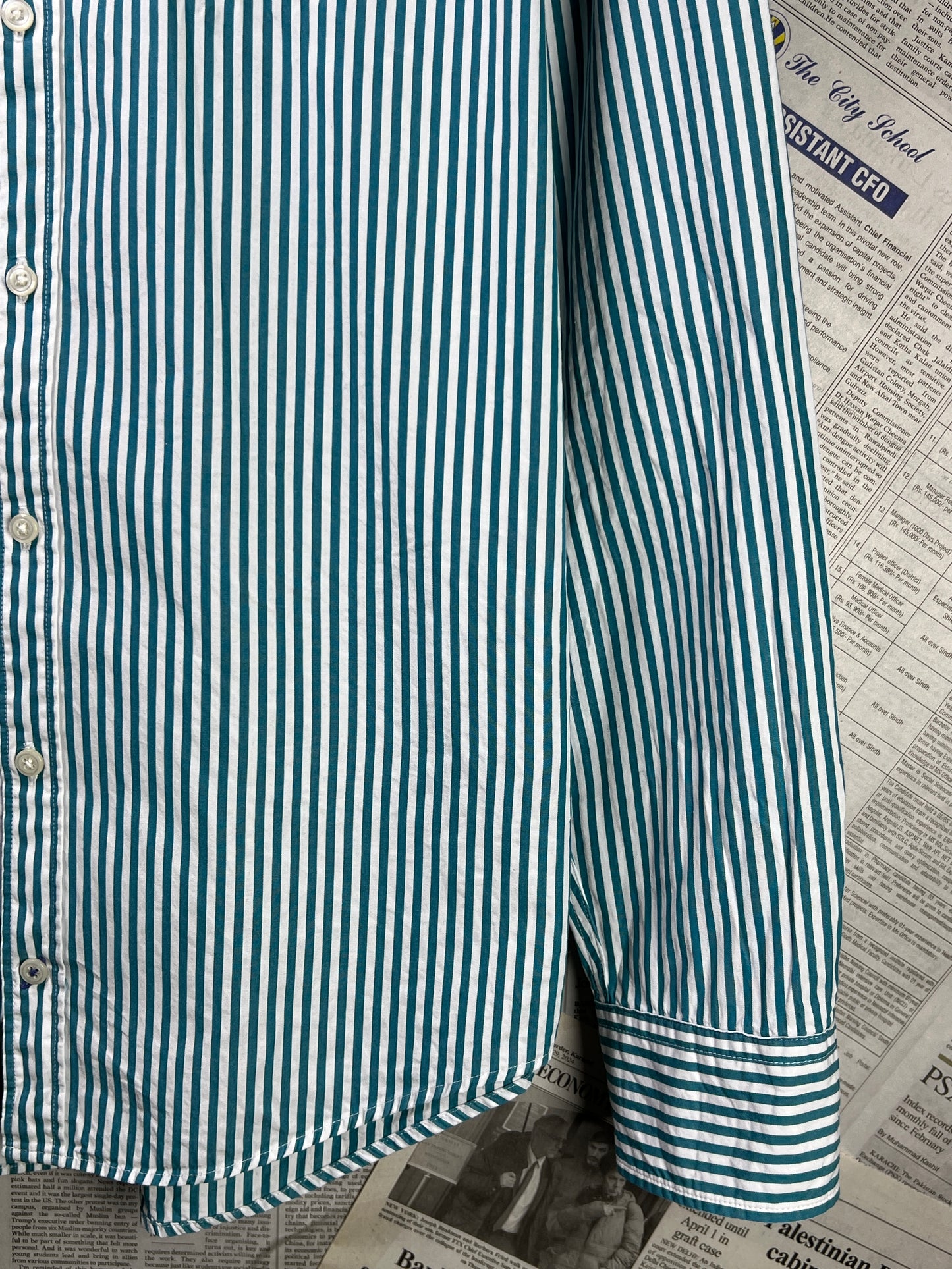 T*mmy Hilfiger® Small | Chest 21 | Teal Striped | Shirt | Cotton | 1789