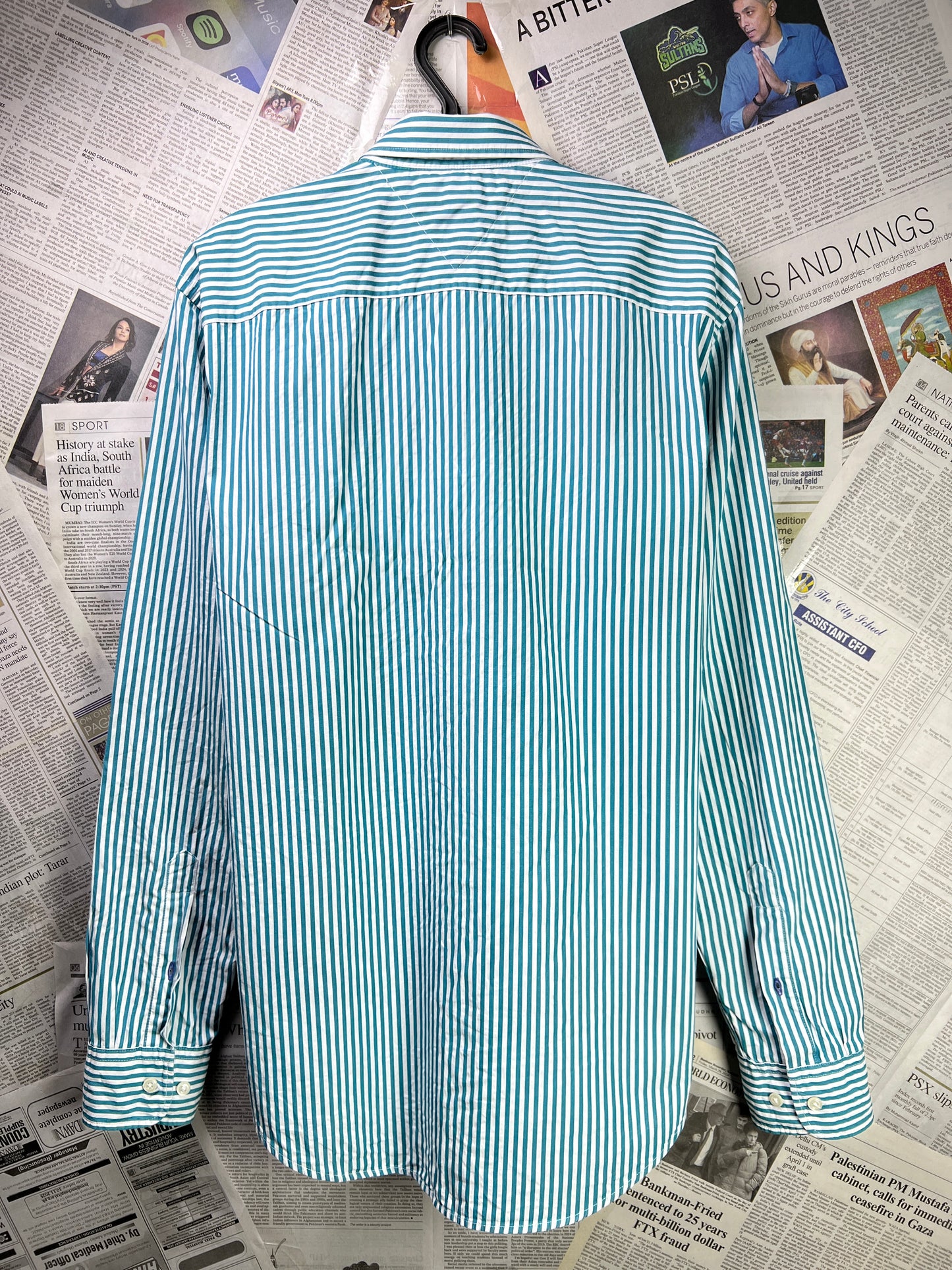 T*mmy Hilfiger® Small | Chest 21 | Teal Striped | Shirt | Cotton | 1789
