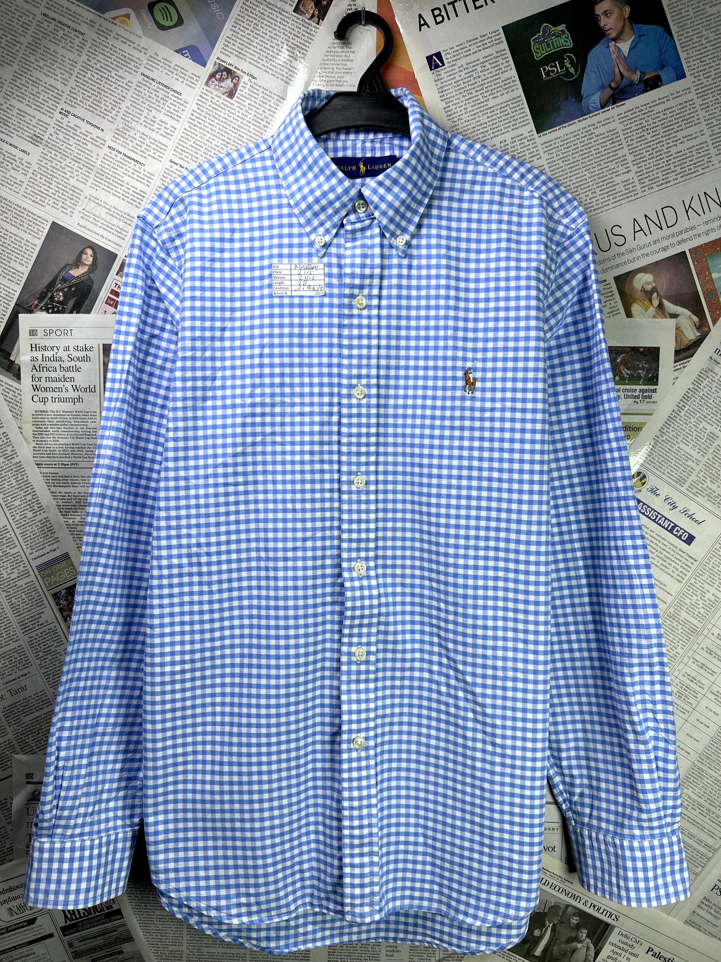 Ralph Lauren® Medium | Chest 21.5 | Blue Check Oxford | Cotton | 2116