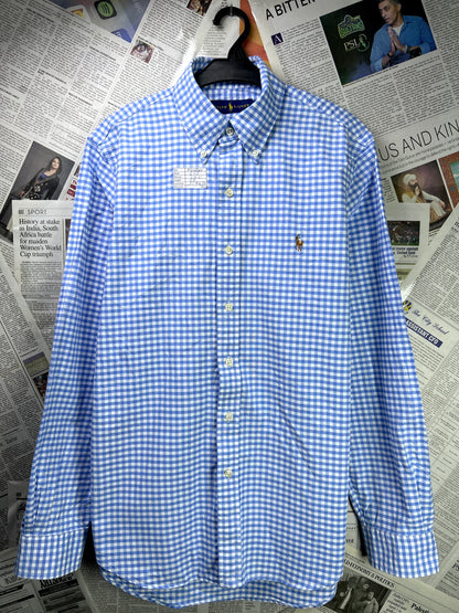 Ralph Lauren® Medium | Chest 21.5 | Blue Check Oxford | Cotton | 2116