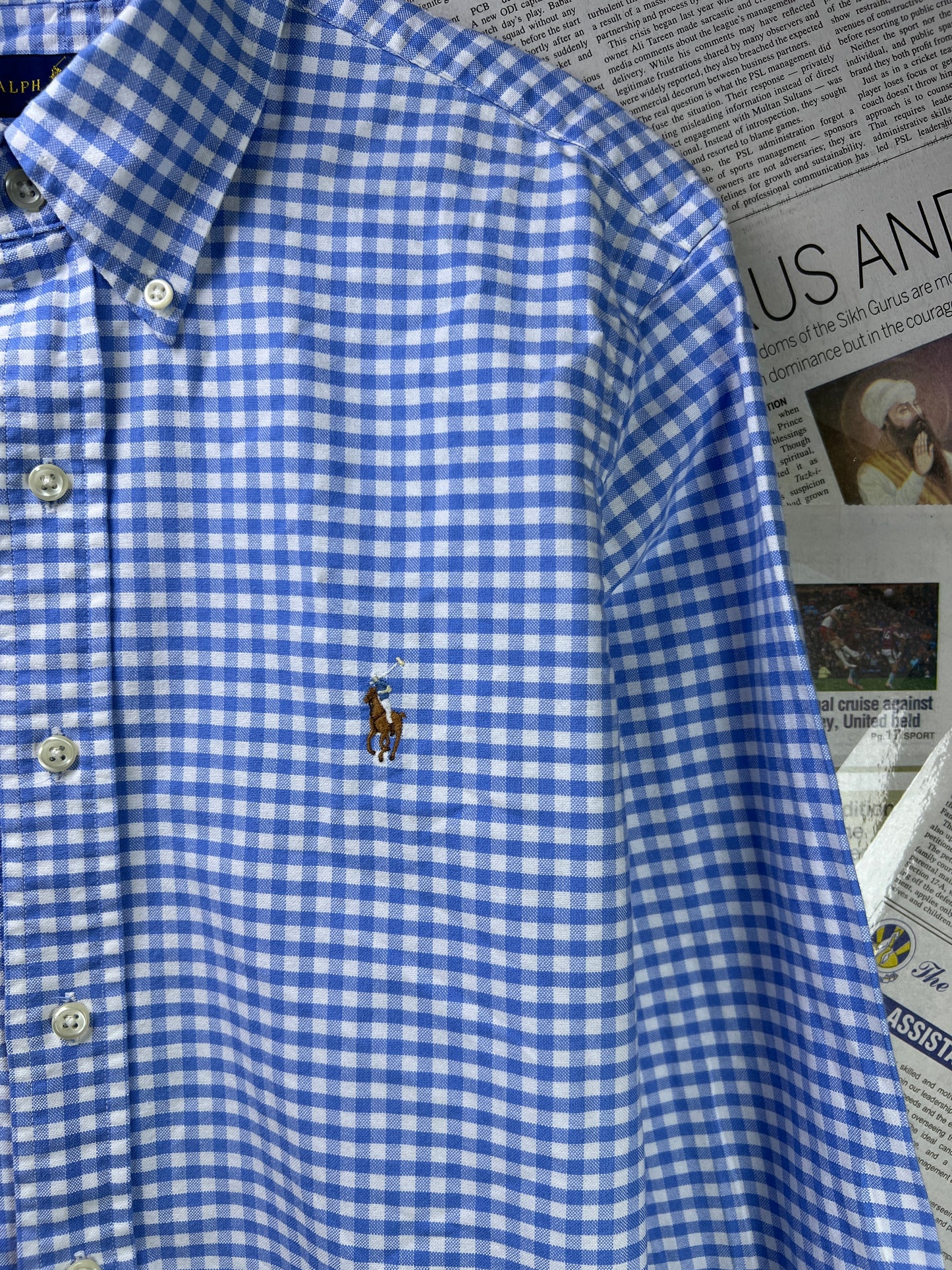 Ralph Lauren® Medium | Chest 21.5 | Blue Check Oxford | Cotton | 2116