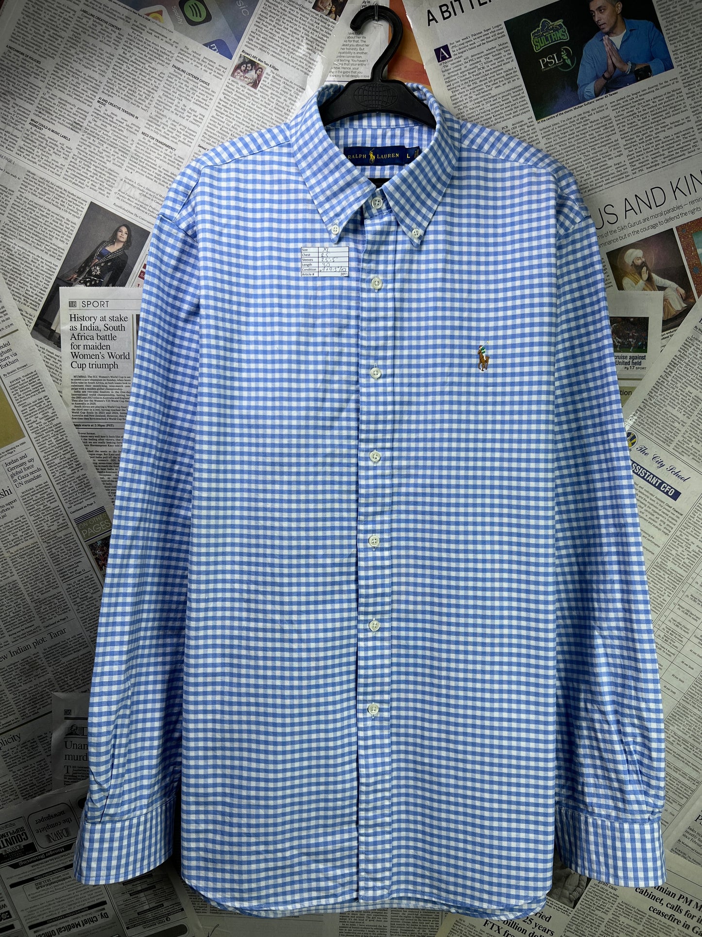 Ralph Lauren® XL | Chest 25 | Blue Check Oxford | Shirt | Cotton | 2095