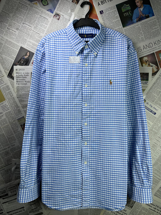 Ralph Lauren® XL | Chest 25 | Blue Check Oxford | Shirt | Cotton | 2095