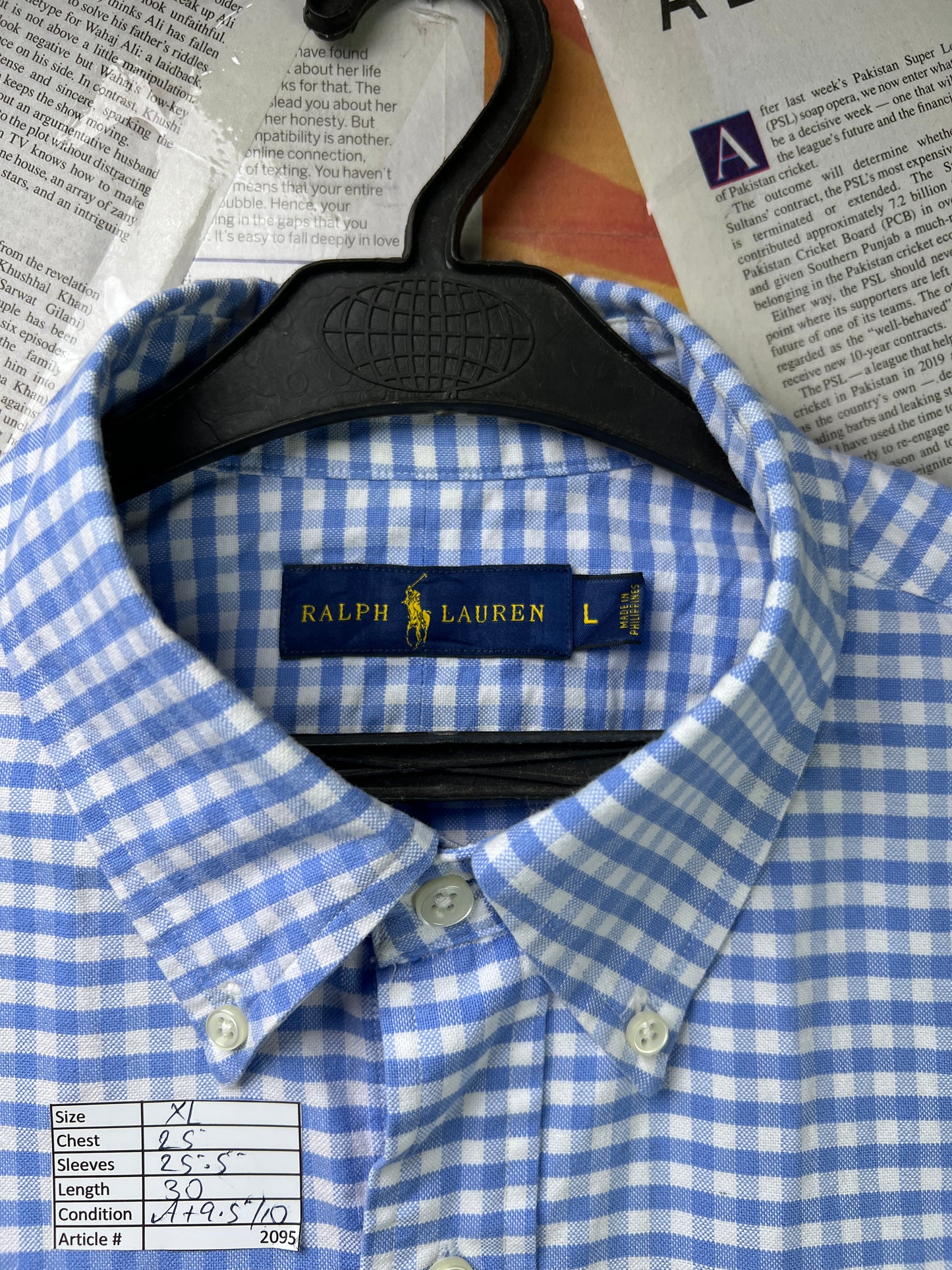 Ralph Lauren® XL | Chest 25 | Blue Check Oxford | Shirt | Cotton | 2095
