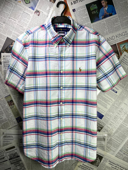 Ralph Lauren® Large | Chest 23 | White Plaid Oxford | Shirt | Cotton | 2113