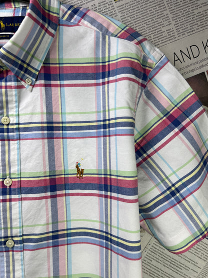Ralph Lauren® Large | Chest 23 | White Plaid Oxford | Shirt | Cotton | 2113