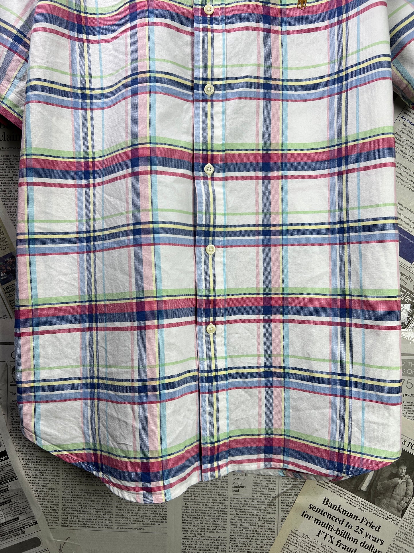 Ralph Lauren® Large | Chest 23 | White Plaid Oxford | Shirt | Cotton | 2113