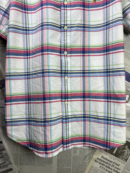 Ralph Lauren® Large | Chest 23 | White Plaid Oxford | Shirt | Cotton | 2113