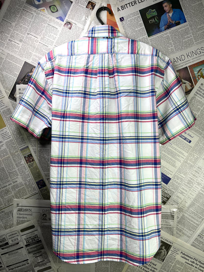 Ralph Lauren® Large | Chest 23 | White Plaid Oxford | Shirt | Cotton | 2113