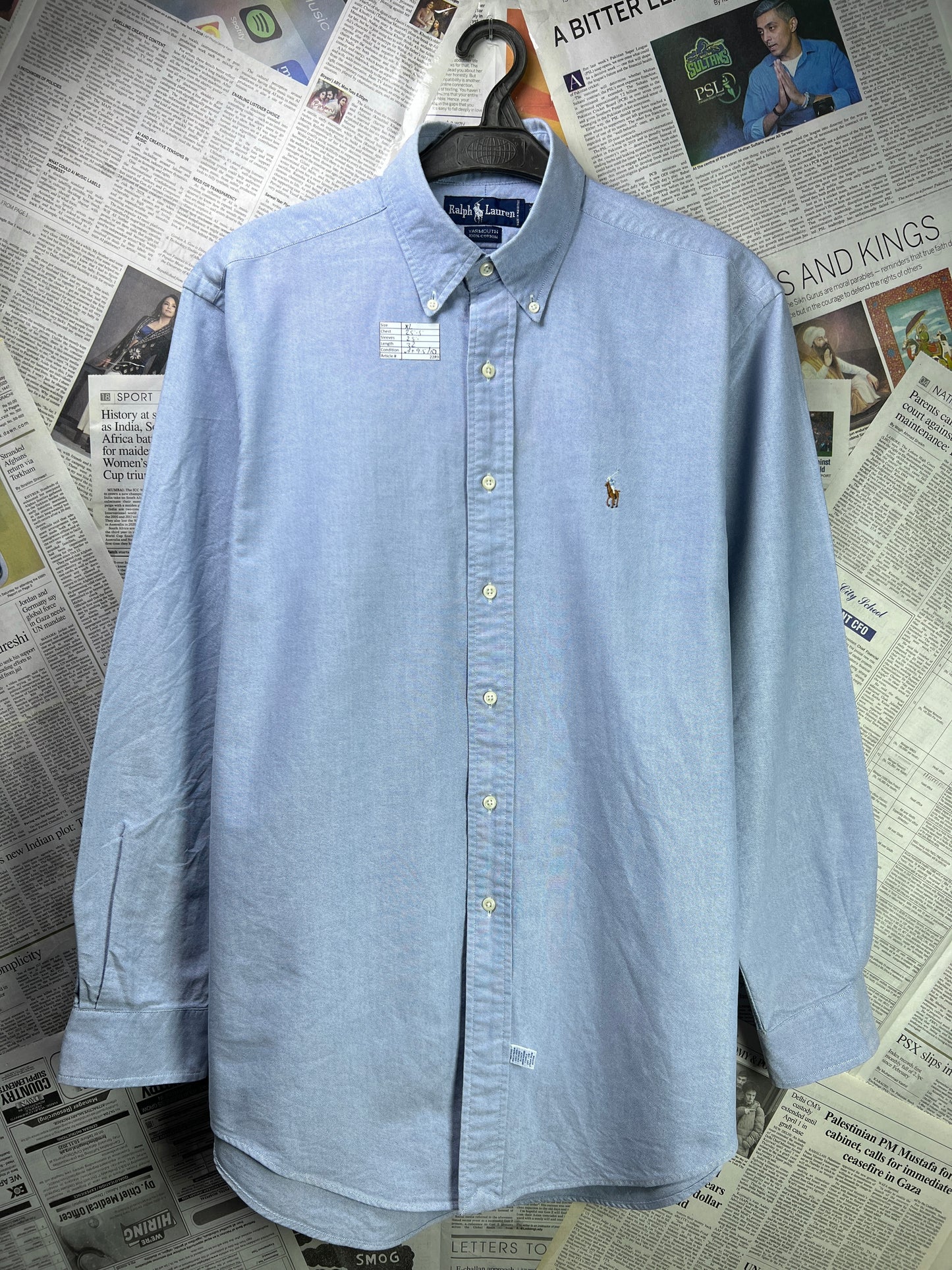 Ralph Lauren® XL | Chest 25.5 | Blue Oxford | Shirt | Cotton | 2289