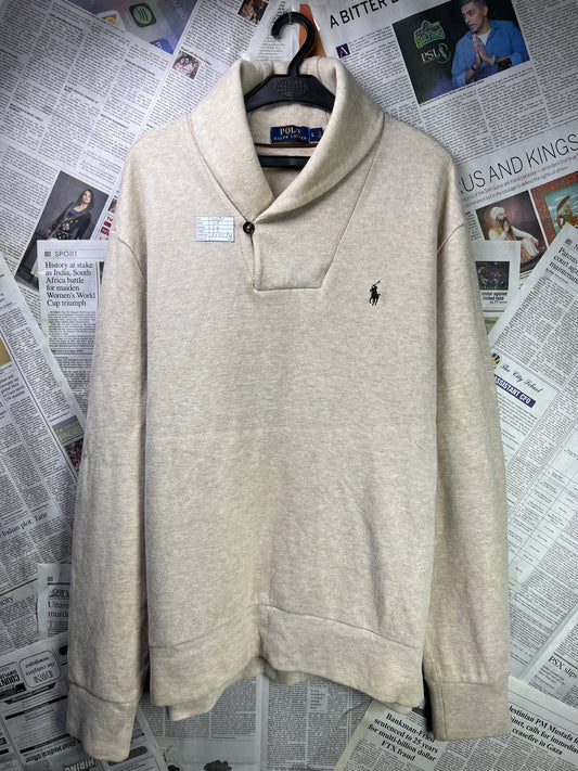 Ralph Lauren® Large | Chest 24 | Beige | Shawl-Collar Sweater | Cotton | 2107