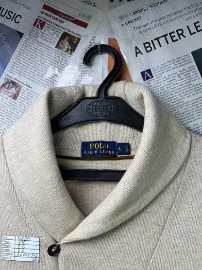 Ralph Lauren® Large | Chest 24 | Beige | Shawl-Collar Sweater | Cotton | 2107