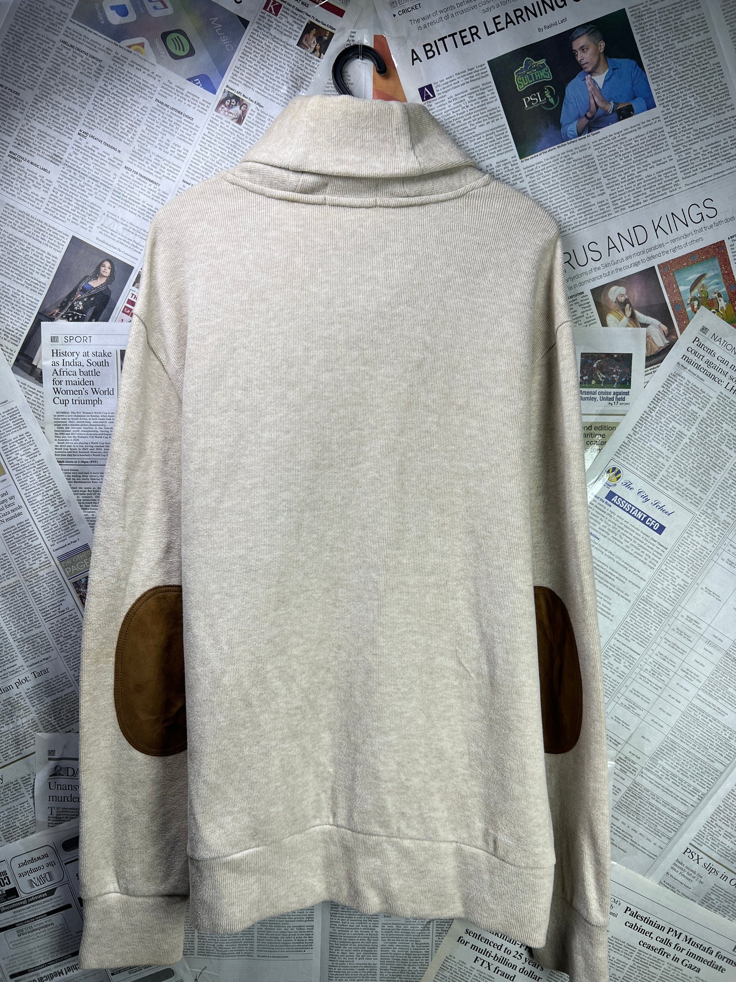 Ralph Lauren® Large | Chest 24 | Beige | Shawl-Collar Sweater | Cotton | 2107