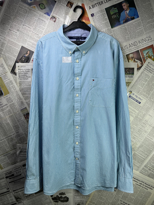 T*mmy Hilfiger® XXL | Chest 27 | Cyan Striped | Shirt | Cotton | 2104