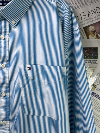 T*mmy Hilfiger® XXL | Chest 27 | Cyan Striped | Shirt | Cotton | 2104