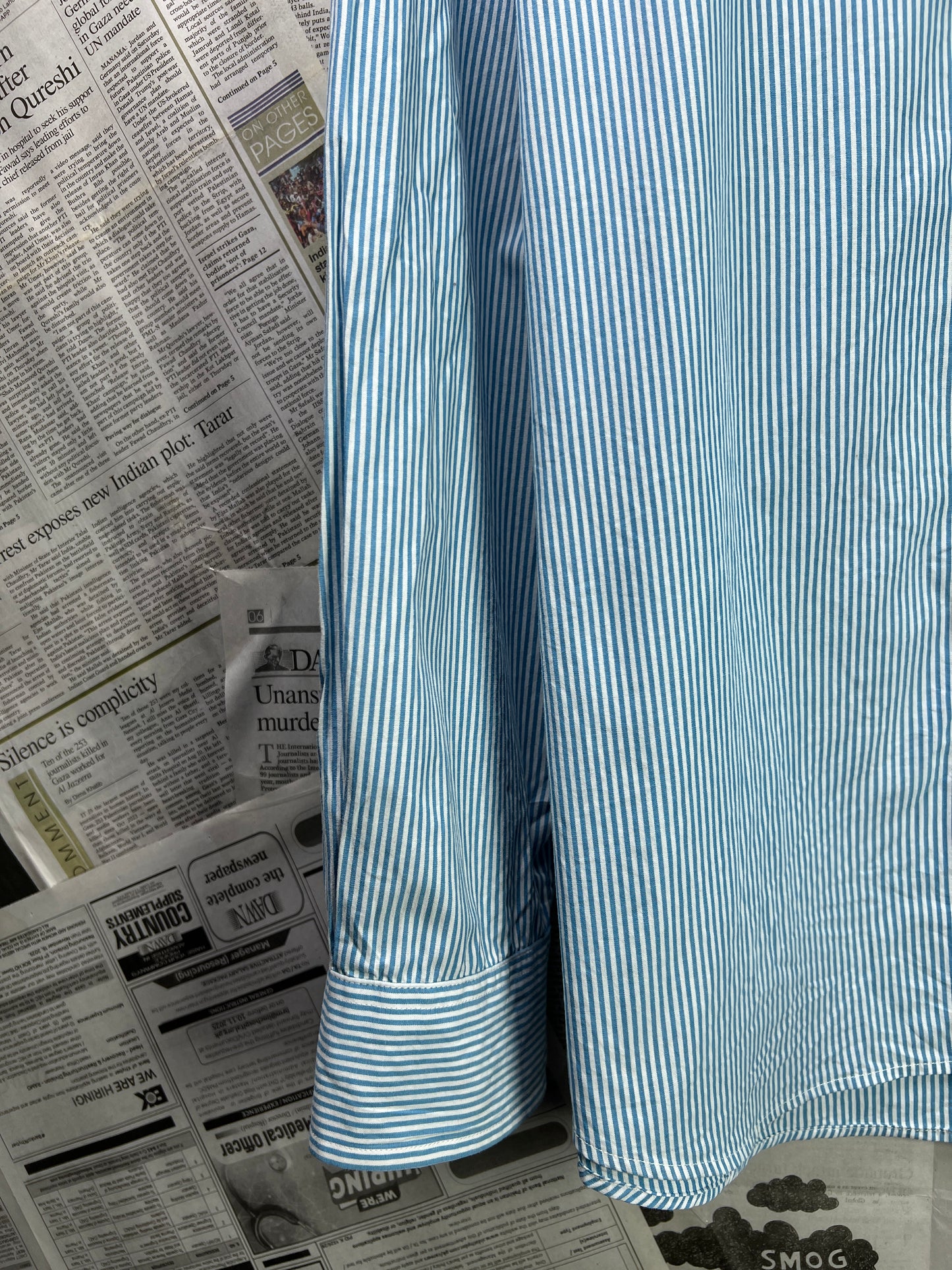 T*mmy Hilfiger® XXL | Chest 27 | Cyan Striped | Shirt | Cotton | 2104