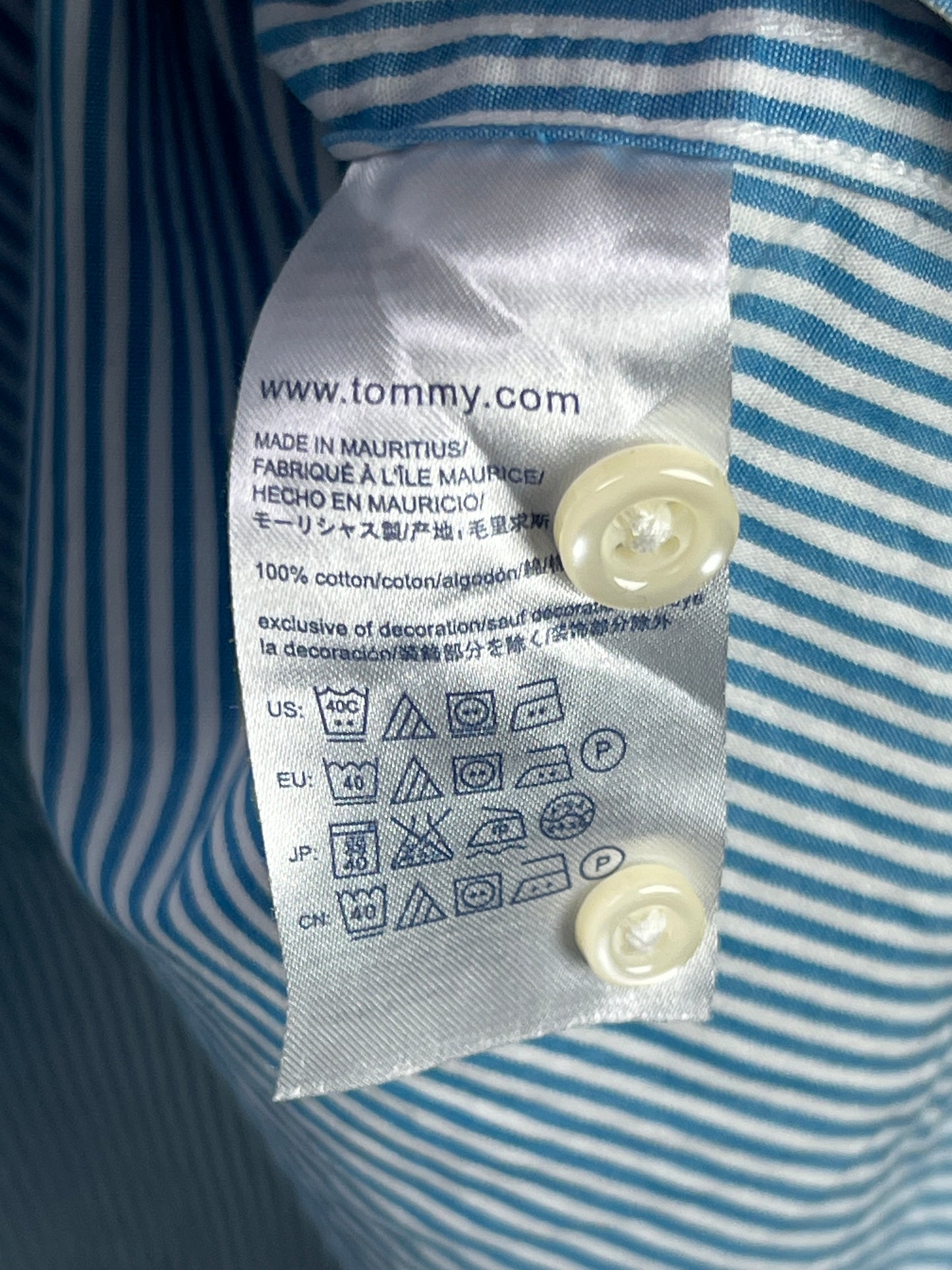 T*mmy Hilfiger® XXL | Chest 27 | Cyan Striped | Shirt | Cotton | 2104